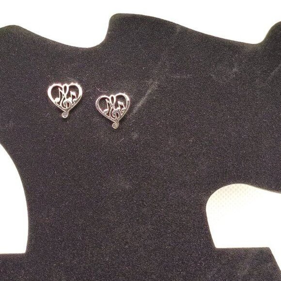 Stainless Steel Heart Shape Earrings with‎ Music Symbols (NWOT) - Picture 1 of 4